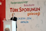 Gençlik ve Spor Bakanı Akif Çağatay Kılıç, Antalya'da düzenlenen Federasyonlar Boyutuyla Türk Sporunun Geleceği Çalıştayı açılış törenine katıldı.
