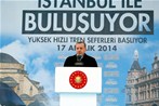 Cumhurbaşkanı Recep Tayyip Erdoğan, Başbakan Ahmet Davutoğlu ile Gençlik ve Spor Bakanı Akif Çağatay Kılıç, Konya-İstanbul Yüksek Hızlı Tren seferlerinin açılış törenine katıldılar.