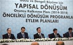 Başbakan Ahmet Davutoğlu ile Gençlik ve Spor Bakanı Akif Çağatay Kılıç, Onuncu Kalkınma Planı Öncelikli Dönüşüm Programları 3. Basın Toplantısına katıldı.